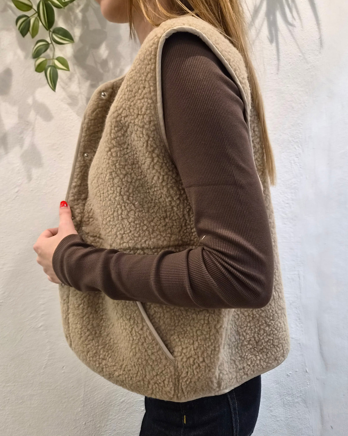 JJXX Gilet Teddy JXVera Beige