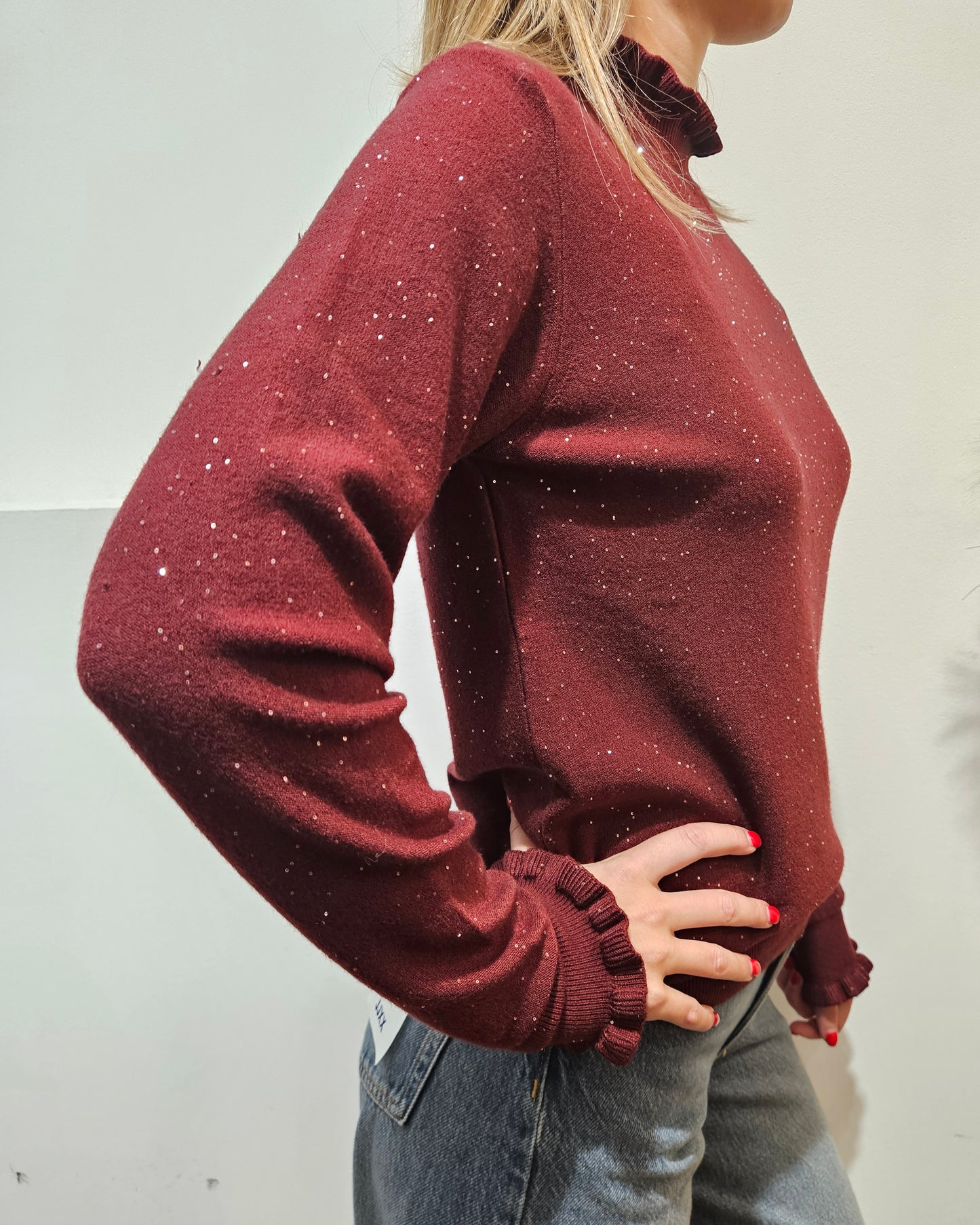 Have One Maglia rouches bordeaux