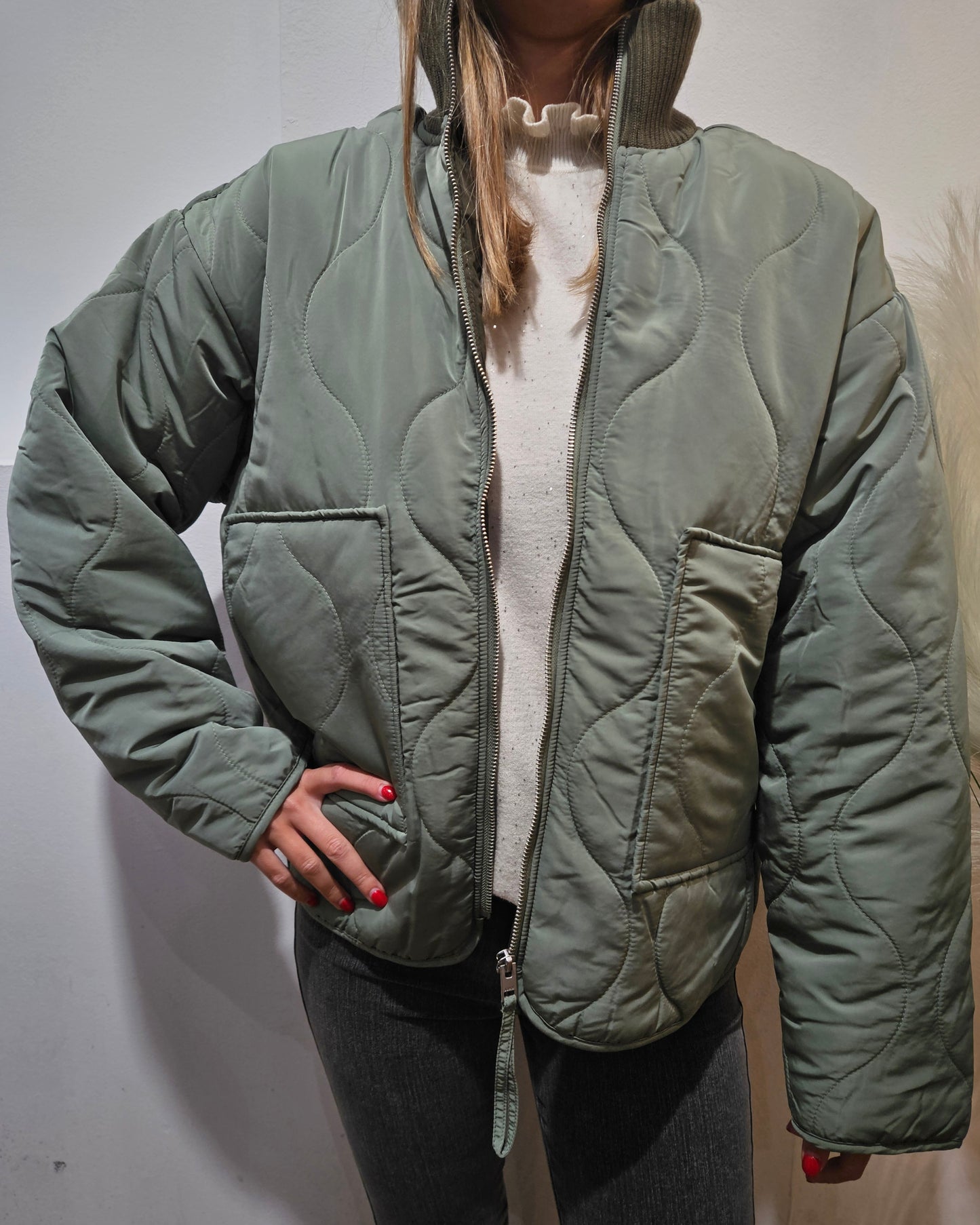 JJXX Giubbotto trapuntato verde militare