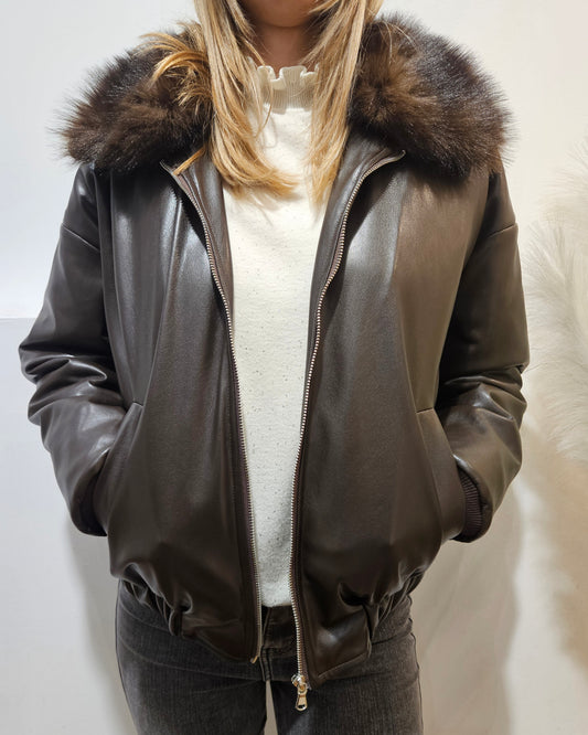 Susy Mix Giubbino in ecopelle moro