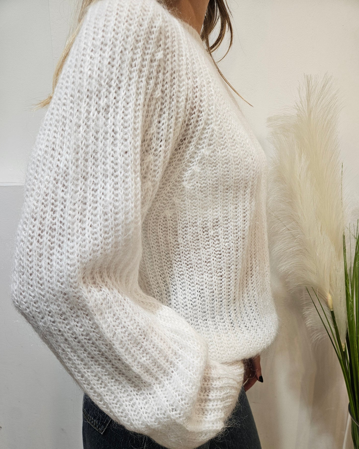 Kontatto Maglia punto pannocchia bianco