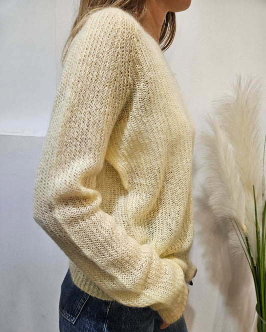 Kontatto Maglia scollo a barca giallo pastello