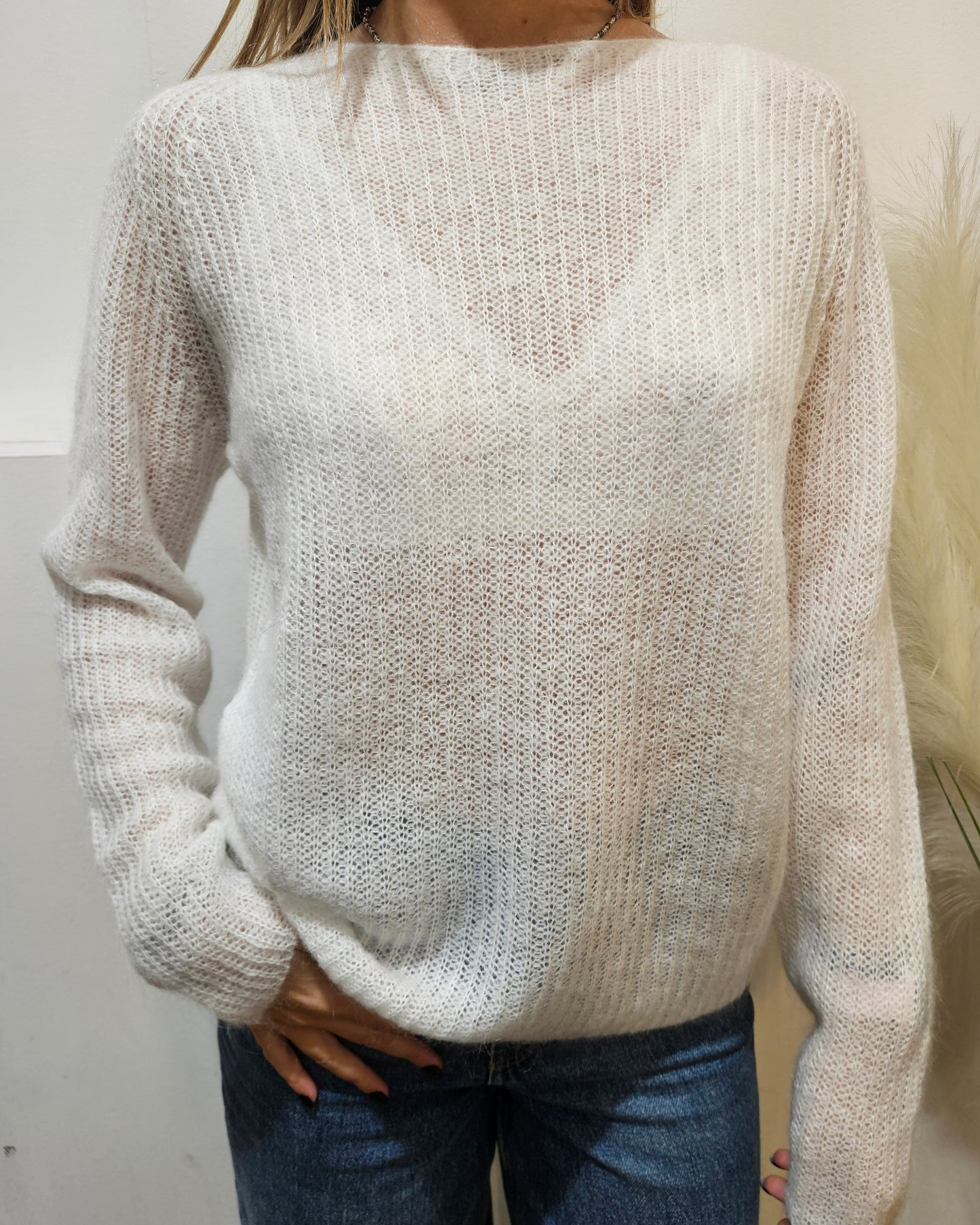 Kontatto Maglia scollo a barca bianco