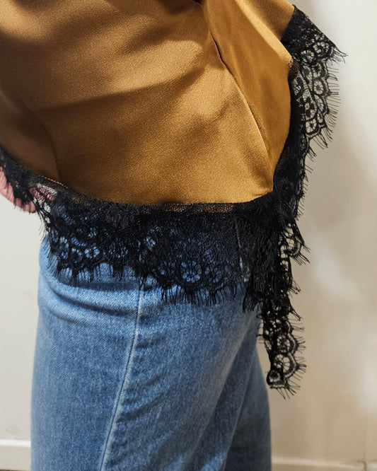 Susy Mix Top in pizzo tabacco