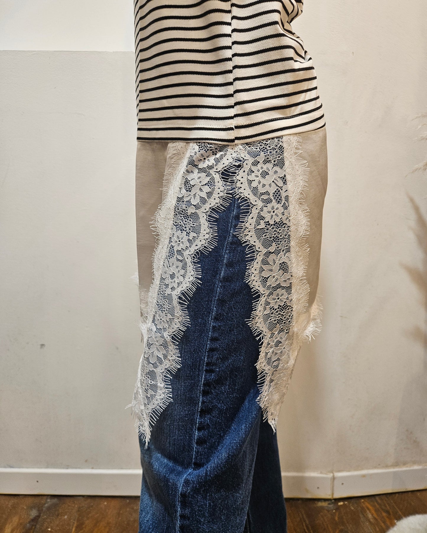 Susy Mix Maglia riga + pizzo