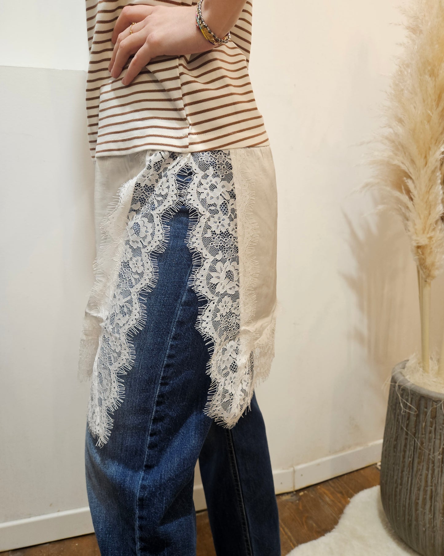 Susy Mix Maglia riga + pizzo