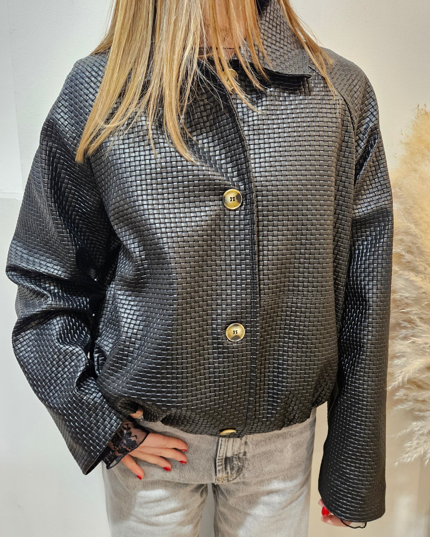 HaveOne Bomber ecopelle intrecciato