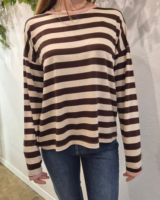 Susy Mix Maglia riga Moro
