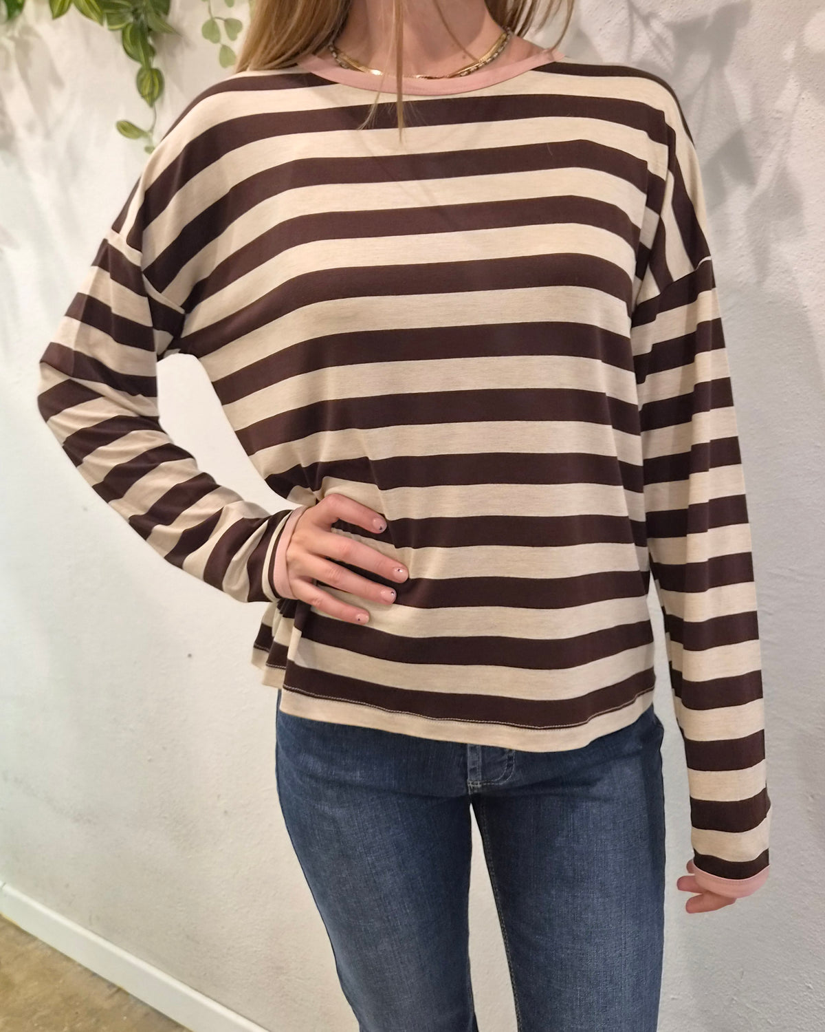 Susy Mix Maglia riga Moro