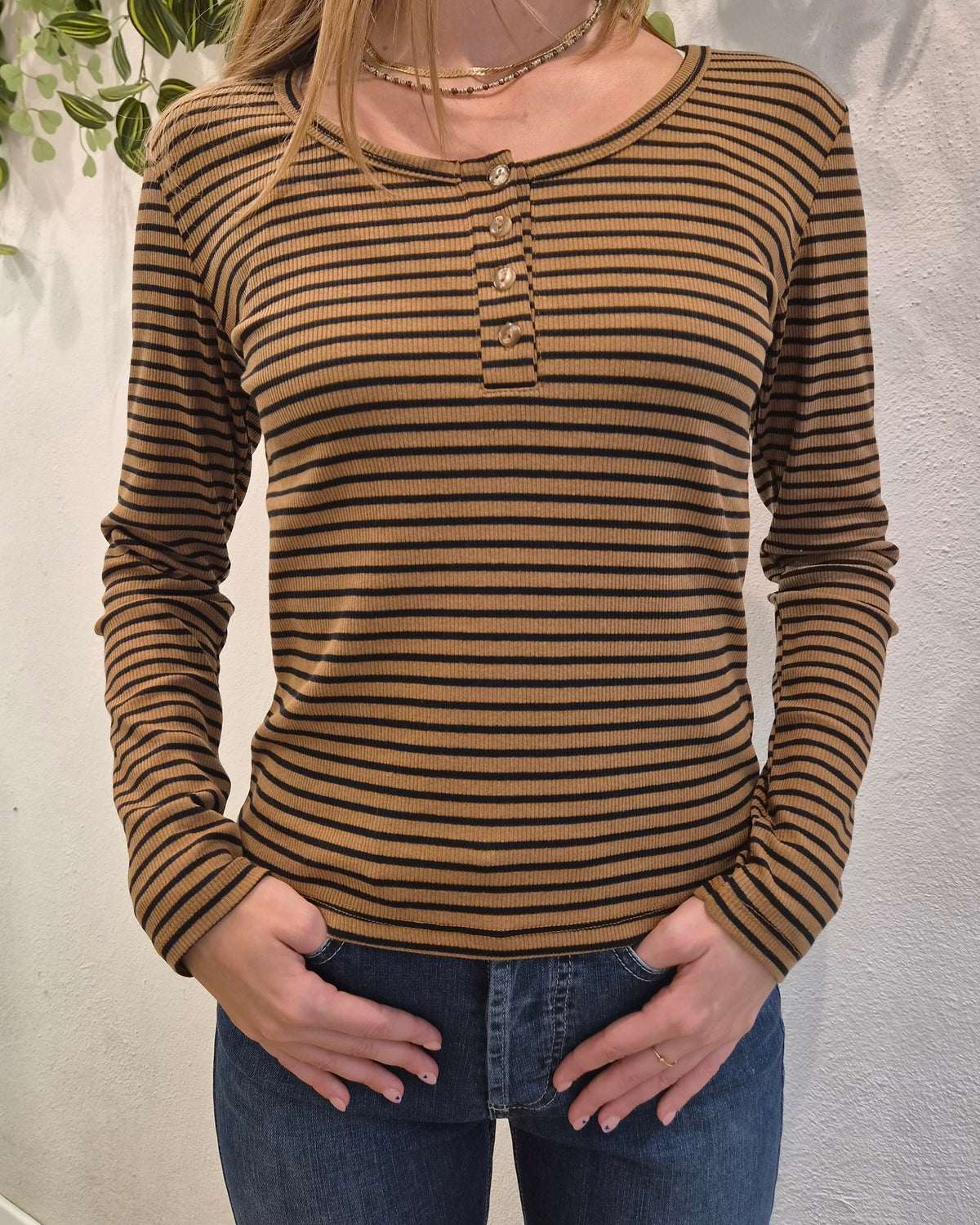 Susy Mix Maglia Serafino Tabacco