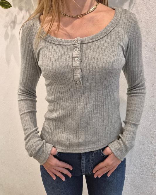Susy Mix Maglia Serafino Grigio