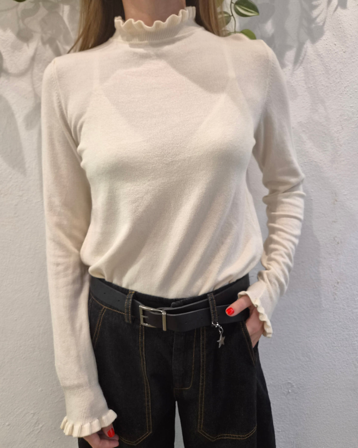 HaveOne Maglia Rouches Panna