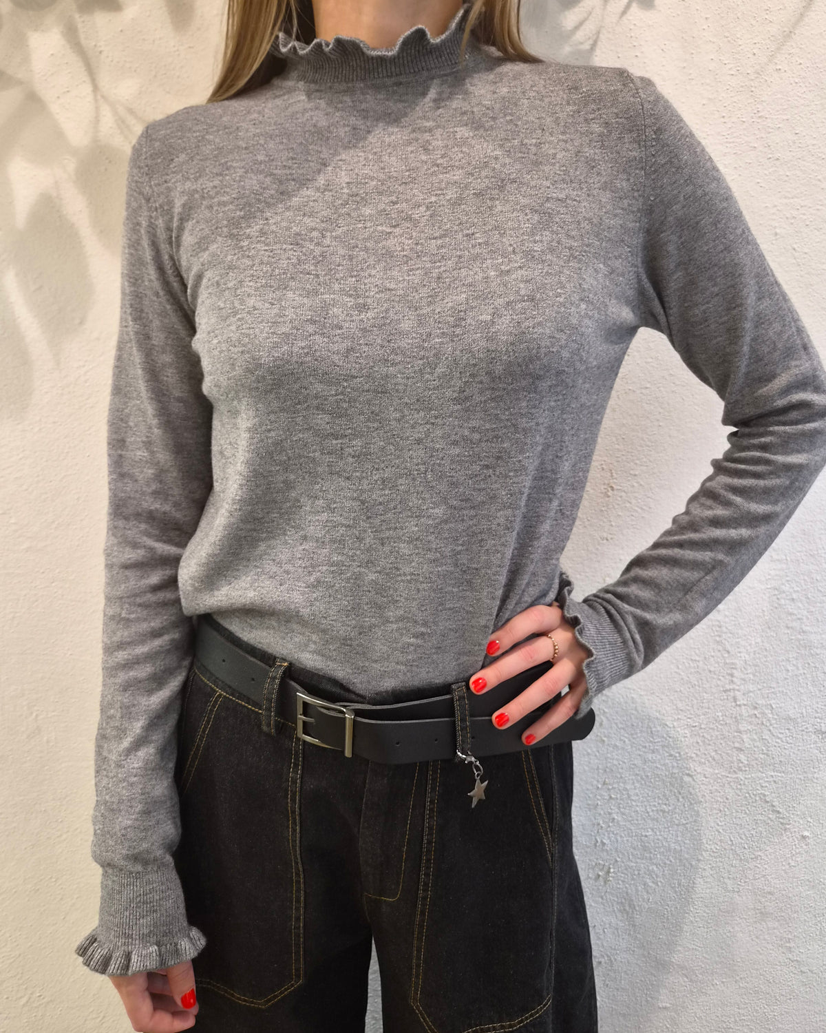 HaveOne Maglia Rouches Grigio