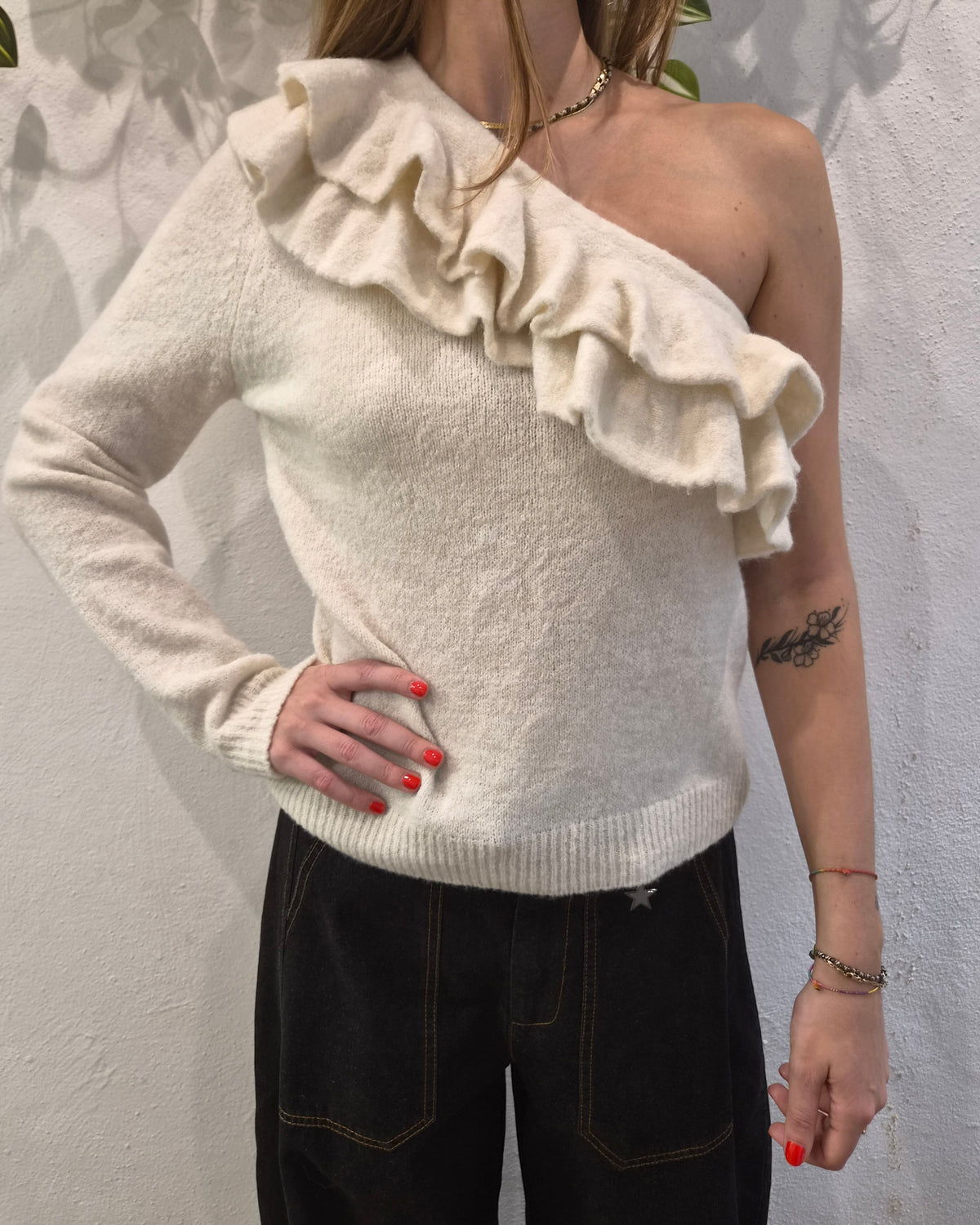 Philia Loft Maglia Rouches Panna