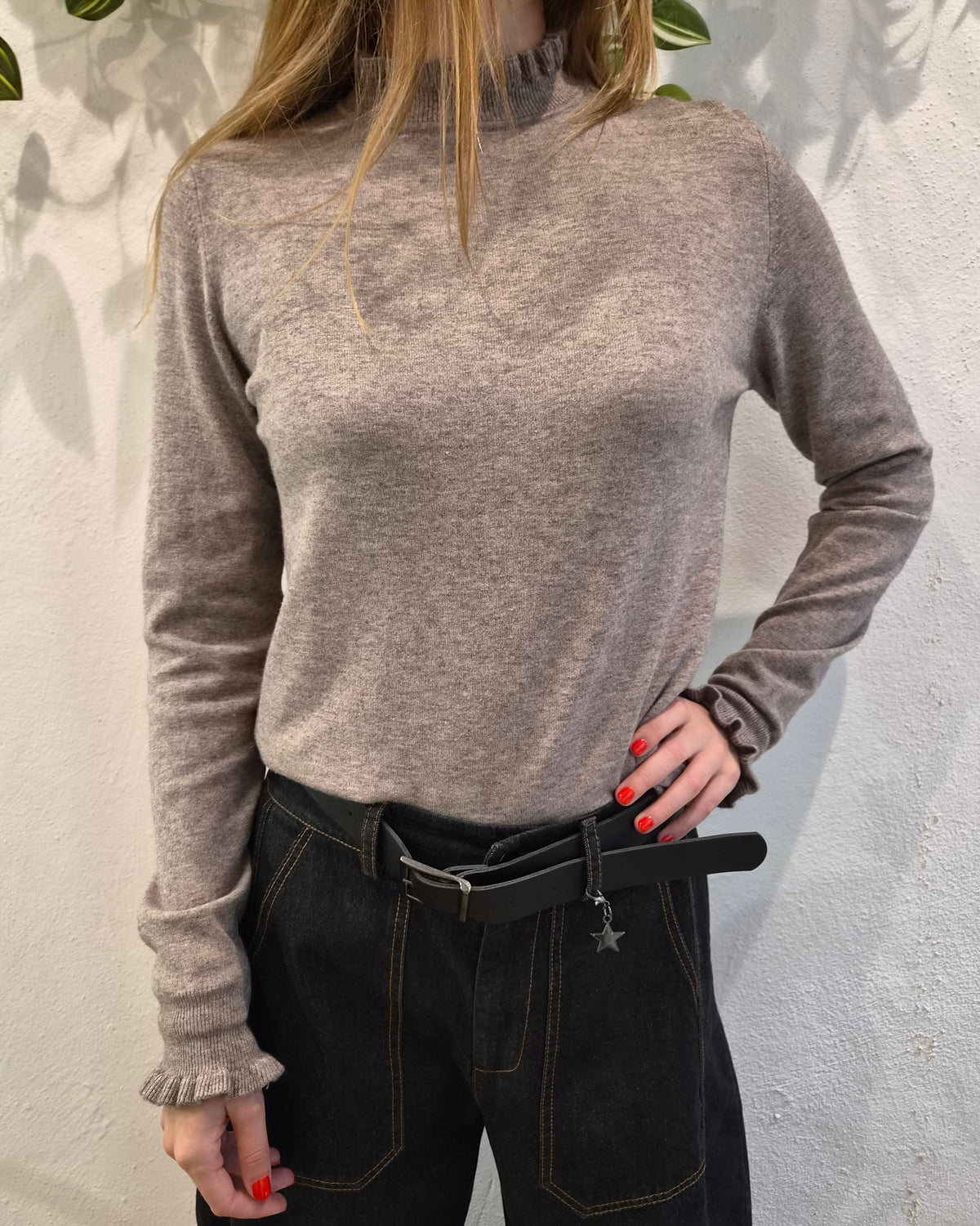 HaveOne Maglia Rouches Tortora