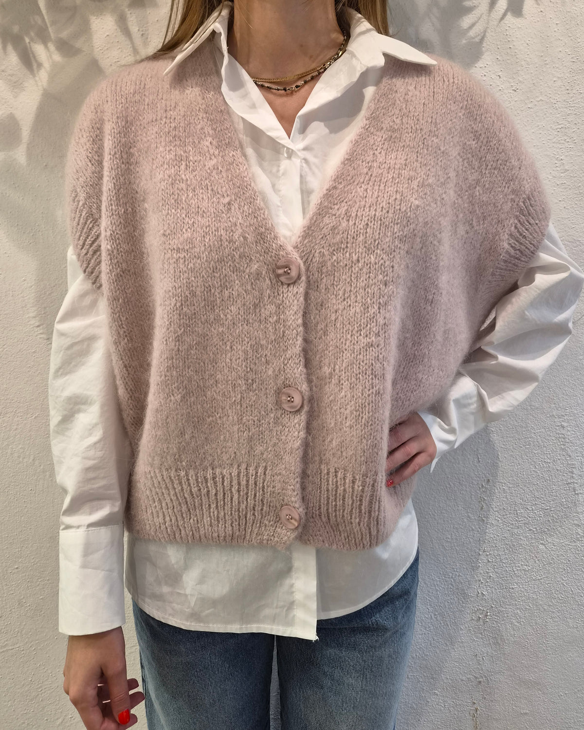 Philia Loft Gilet Cardigan Cipria