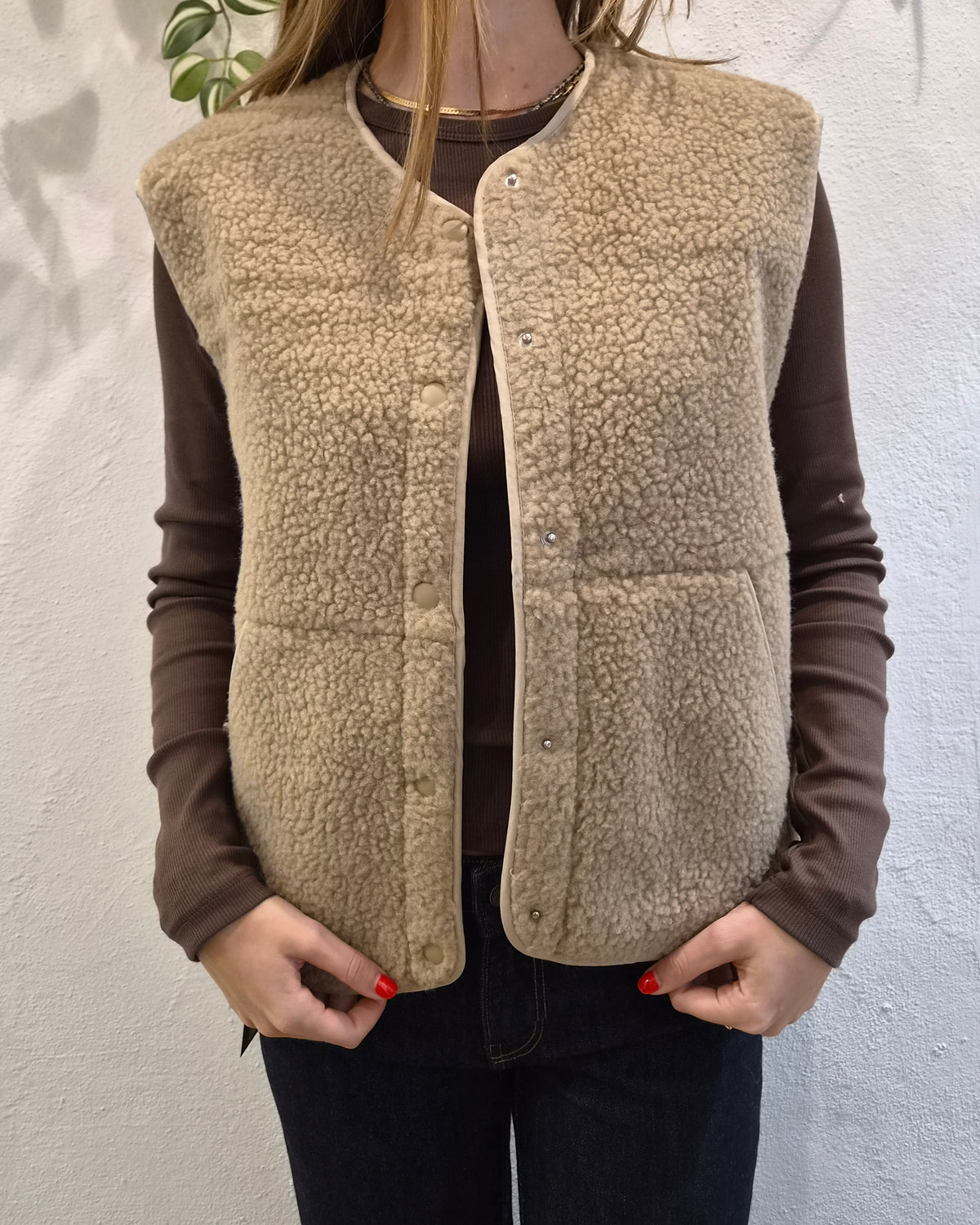JJXX Gilet Teddy JXVera Beige