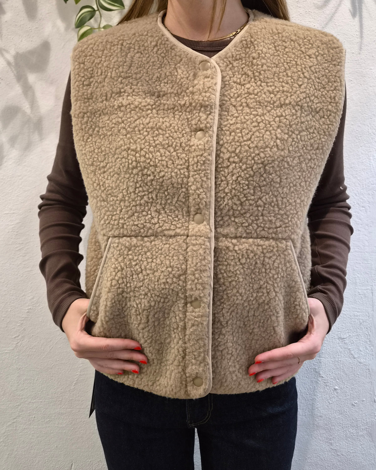 JJXX Gilet Teddy JXVera Beige
